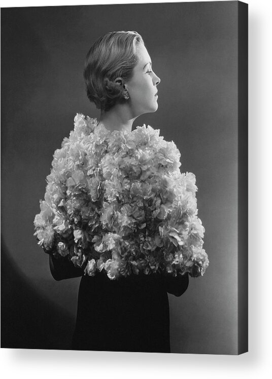 Prominent Persons Acrylic Print featuring the photograph Model Wearing A Carnation Cape by Lusha Nelson