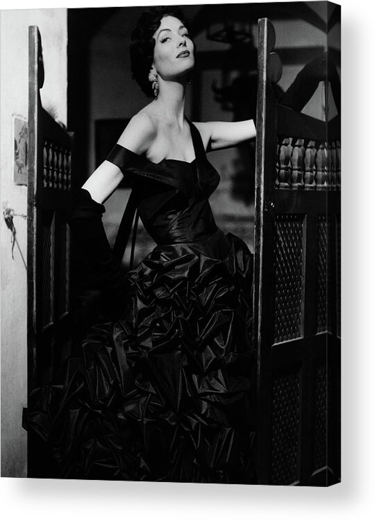 Fashion Acrylic Print featuring the photograph Model Wearing A Pertegaz Dress by Henry Clarke
