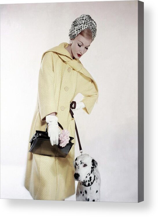 Three-quarter View Acrylic Print featuring the photograph Model With A Dalmatian by Karen Radkai