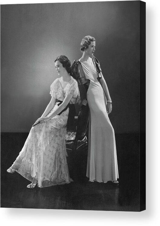 Fashion Acrylic Print featuring the photograph Models Wearing Evening Dresses by Edward Steichen