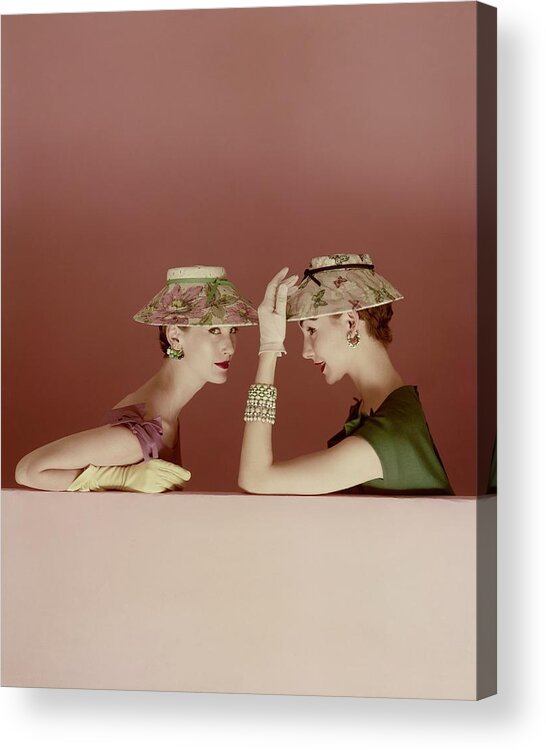 Accessories Acrylic Print featuring the photograph Models Wearing Lily Dache Hats by Richard Rutledge