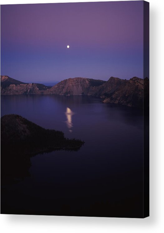 Photography Acrylic Print featuring the photograph Moon Reflection In The Crater Lake by Panoramic Images