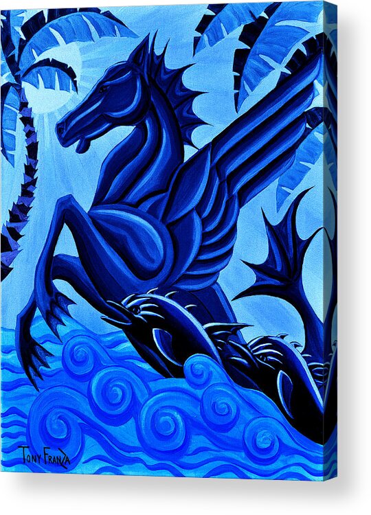 Seahorse Acrylic Print featuring the painting Moondance by Tony Franza