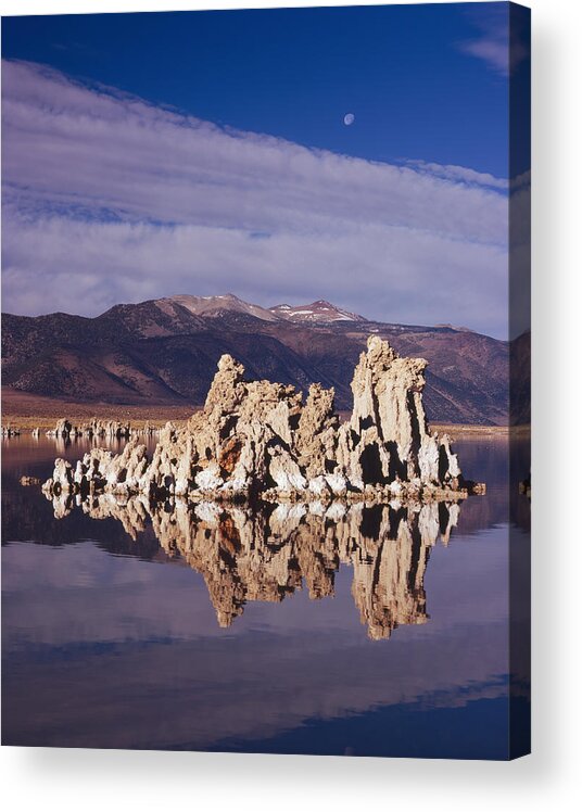 Nature Photography Acrylic Print featuring the photograph Moonset Over Tufa by Tom Daniel