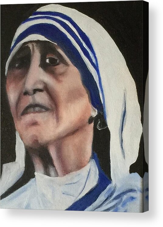 Art Acrylic Print featuring the painting Mother Teresa by Ryszard Ludynia