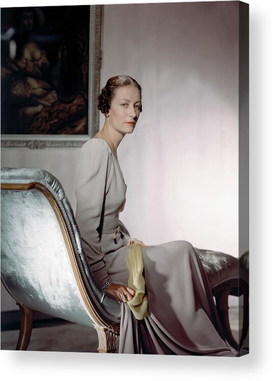 Accessories Acrylic Print featuring the photograph Mrs. Cameron Clark Sitting On A Chaise Lounge by Horst P. Horst