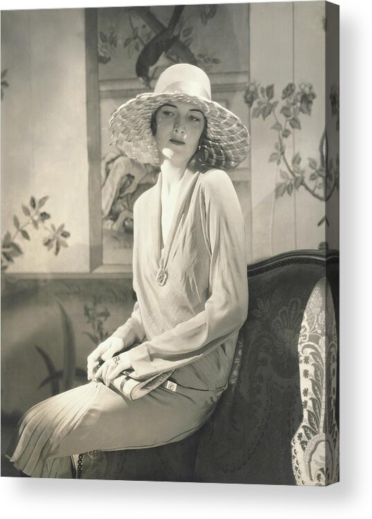 Accessories Acrylic Print featuring the photograph Muriel Finley Wearing A Dress By Lanvin by Edward Steichen