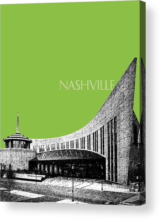 Architecture Acrylic Print featuring the digital art Nashville Skyline Country Music Hall of Fame - Olive by DB Artist