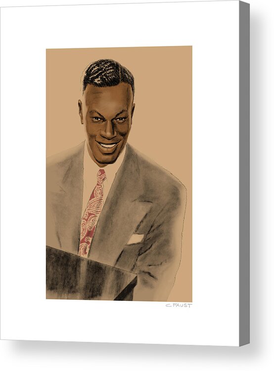 Nat King Cole Acrylic Print featuring the drawing Nat King Cole by Clifford Faust