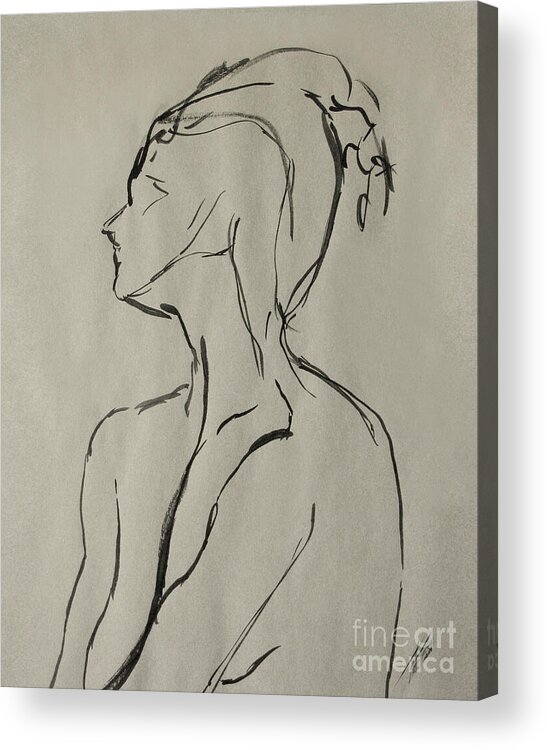 Neckline Acrylic Print featuring the drawing Neckline by Peter Piatt