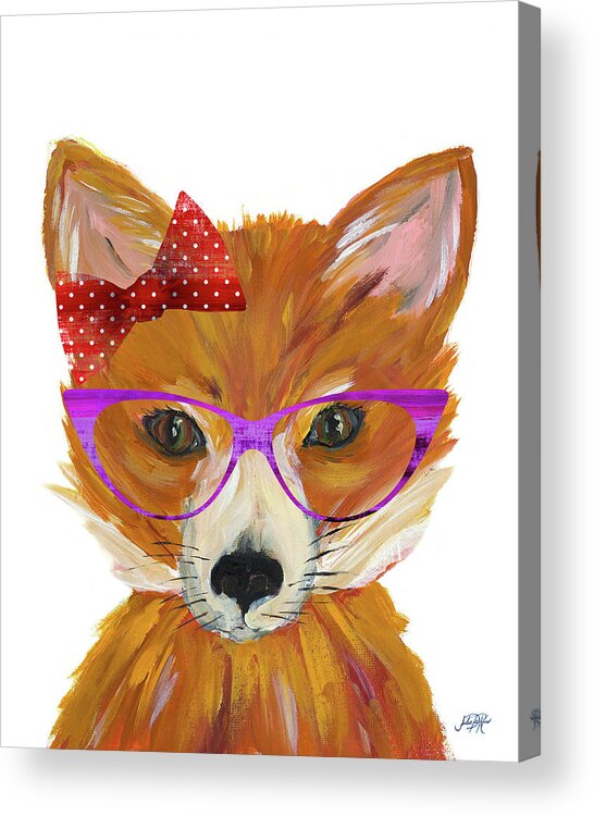 Nerdy Acrylic Print featuring the painting Nerdy Fox by Julie Derice