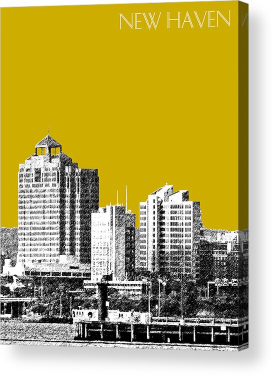 Architecture Acrylic Print featuring the digital art New Haven Skyline - Gold by DB Artist