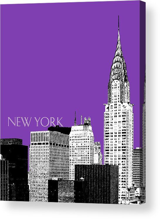 Architecture Acrylic Print featuring the digital art New York Skyline Chrysler Building - Purple by DB Artist