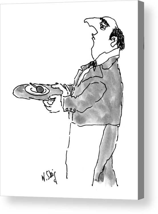 Waiter Acrylic Print featuring the drawing New Yorker March 2nd, 1992 by William Steig