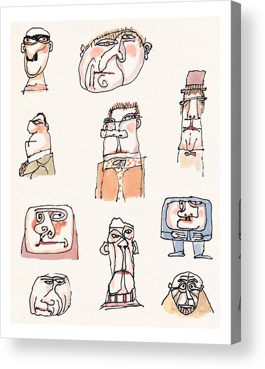 Faces Acrylic Print featuring the drawing New Yorker September 13th, 1999 by William Steig