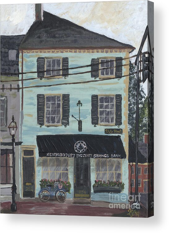 #americana Acrylic Print featuring the painting Newburyport Five Cents Savings Bank by Francois Lamothe