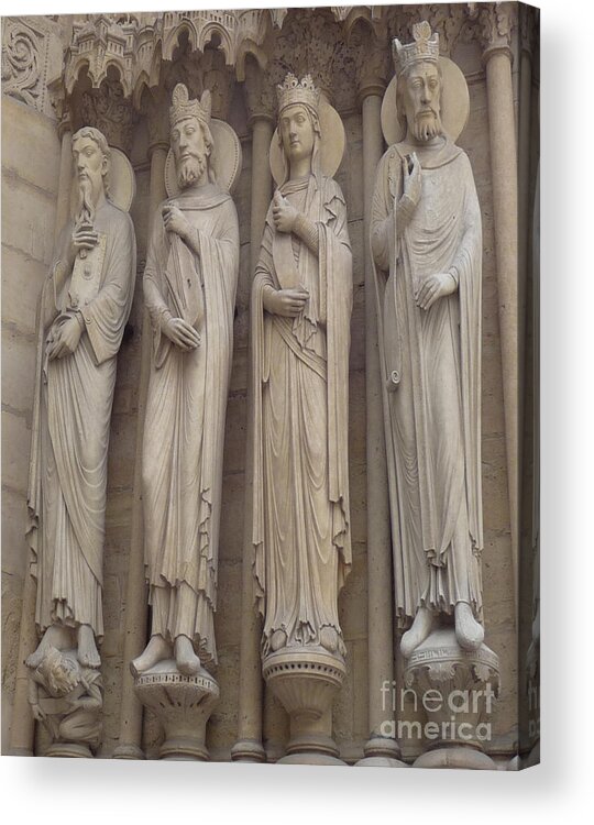 Paris Acrylic Print featuring the photograph Notre Dame Cathedral Saints by Deborah Smolinske