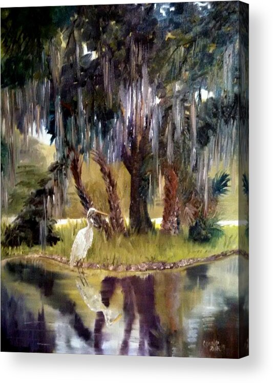 Oil Painting Acrylic Print featuring the painting Oasis in the Oaks by Connie Rish