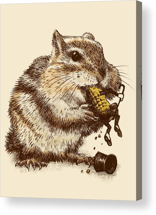 Chipmunk Acrylic Print featuring the drawing Occupational Hazard by Eric Fan