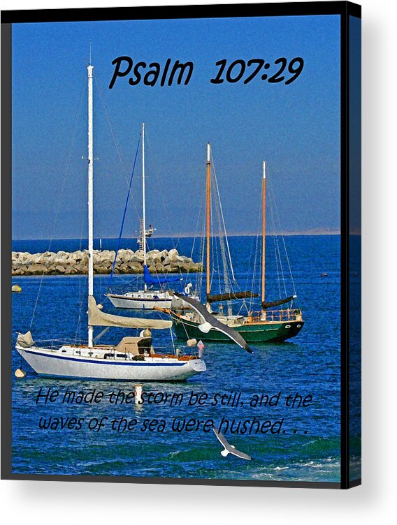 Psalm 107:29 Acrylic Print featuring the photograph Ocean birds - Calm sea - Psalm 107-29 by Joseph Coulombe