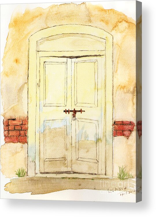 Door Acrylic Print featuring the painting Old door by Keshava Shukla