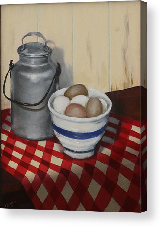 Eggs Acrylic Print featuring the painting Old Fashioned Breakfast by Sandra Nardone