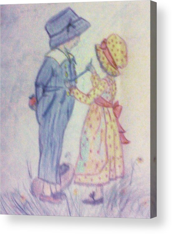 Children Acrylic Print featuring the drawing Old Fashioned Romance by Christy Saunders Church