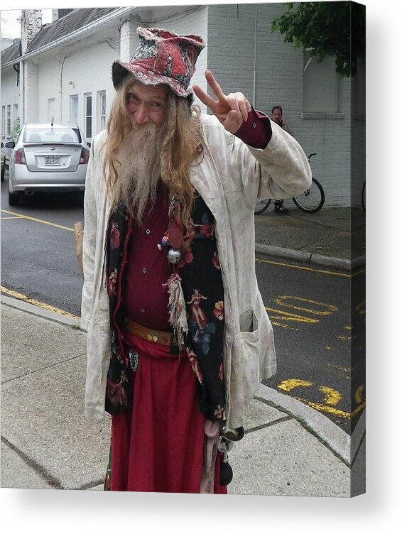 Old Man Acrylic Print featuring the photograph Old Hippie in Woodstock NY by Anna Ruzsan