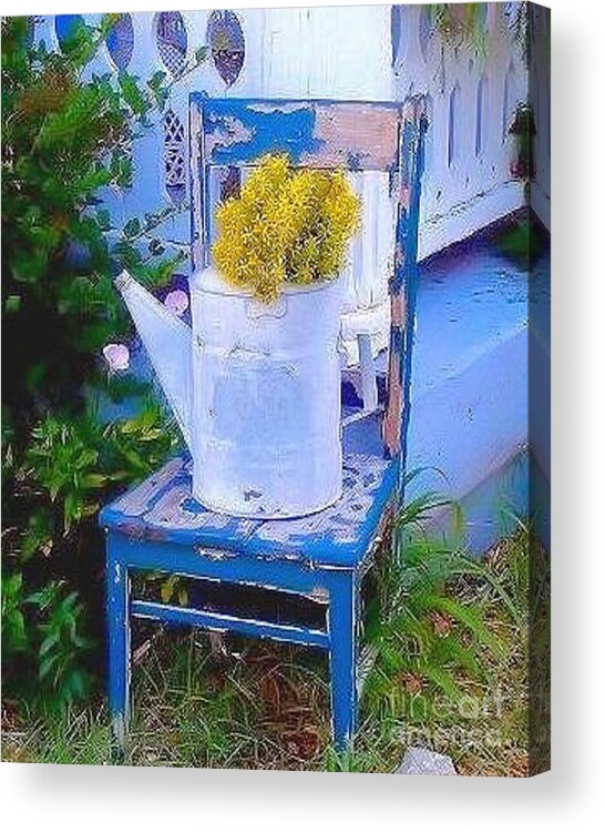 Chair Acrylic Print featuring the photograph Old Weathered Blue Chair by Janette Boyd