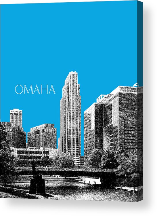 Architecture Acrylic Print featuring the digital art Omaha Skyline - Ice Blue by DB Artist