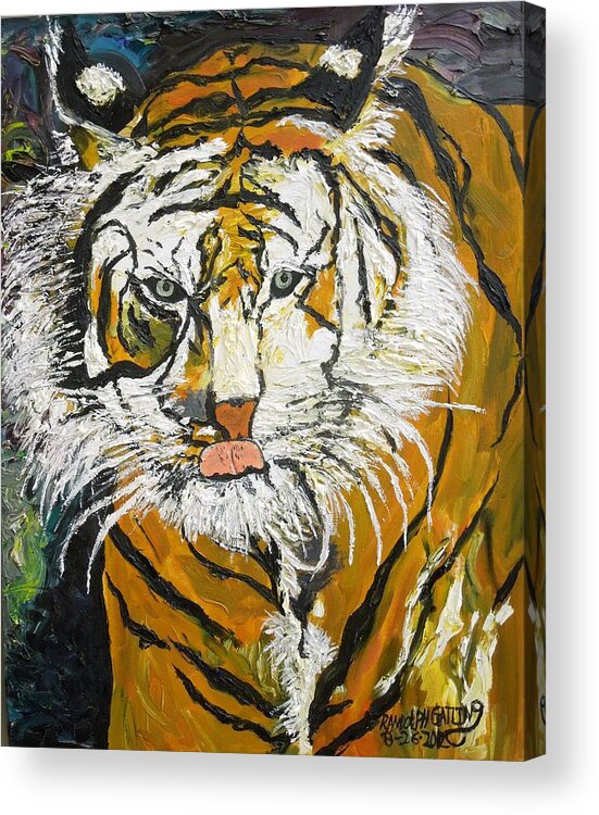 Tongue Acrylic Print featuring the painting On The Prowl by Randolph Gatling