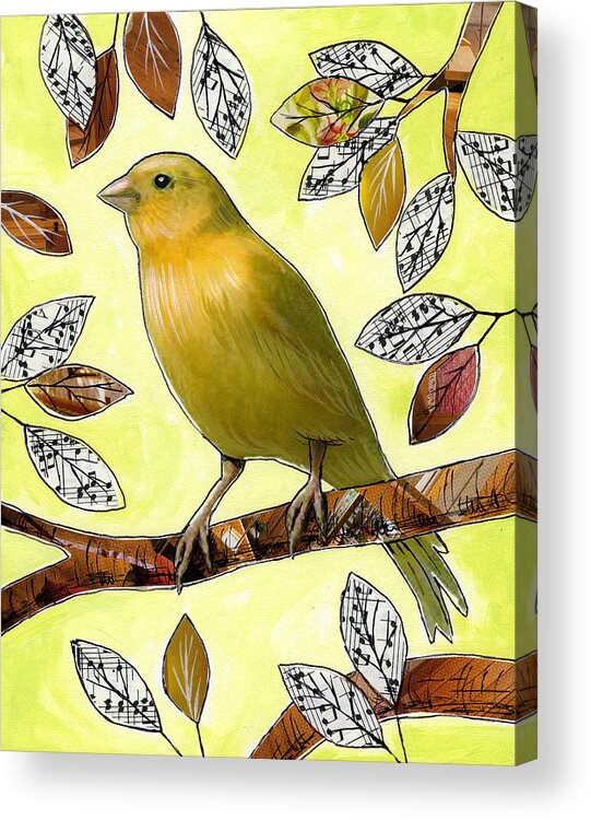 Birds Acrylic Print featuring the painting Original Bird Art Print Painting ... Songs of Canaries by Amy Giacomelli