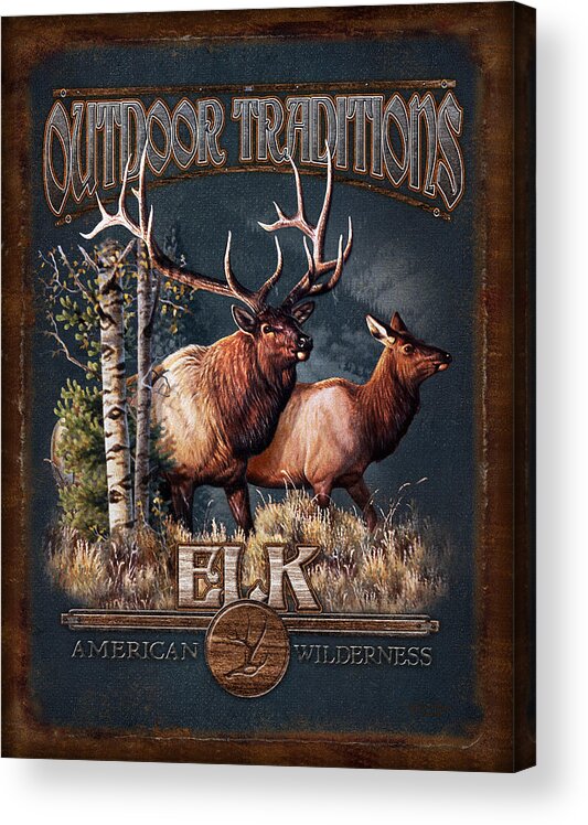 Cynthie Fisher Acrylic Print featuring the painting Outdoor Traditions Elk by JQ Licensing
