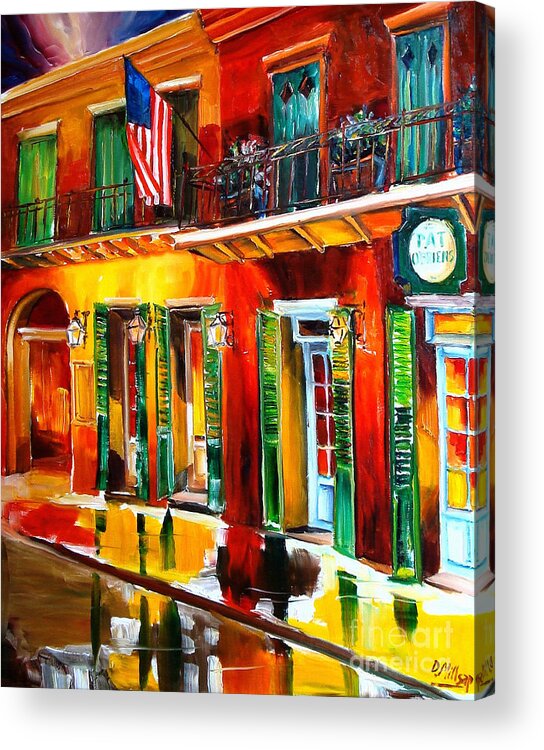 New Orleans Acrylic Print featuring the painting Outside Pat O'Brien's Bar by Diane Millsap