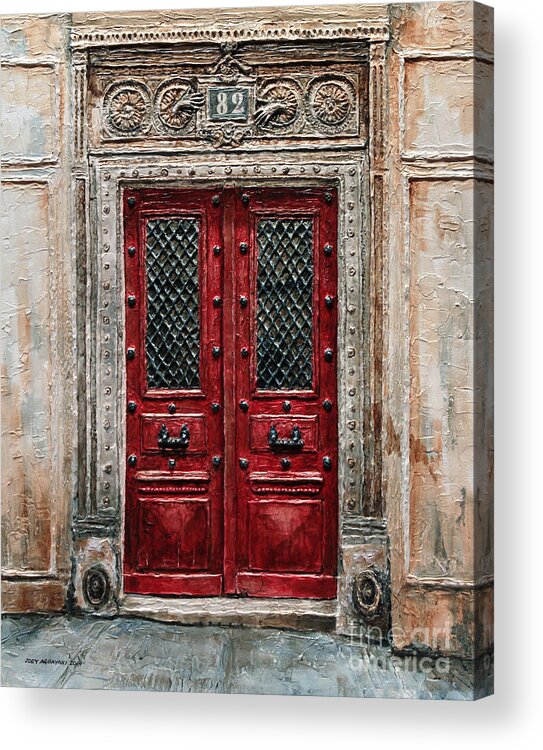 82 Acrylic Print featuring the painting Parisian Door No.82 by Joey Agbayani