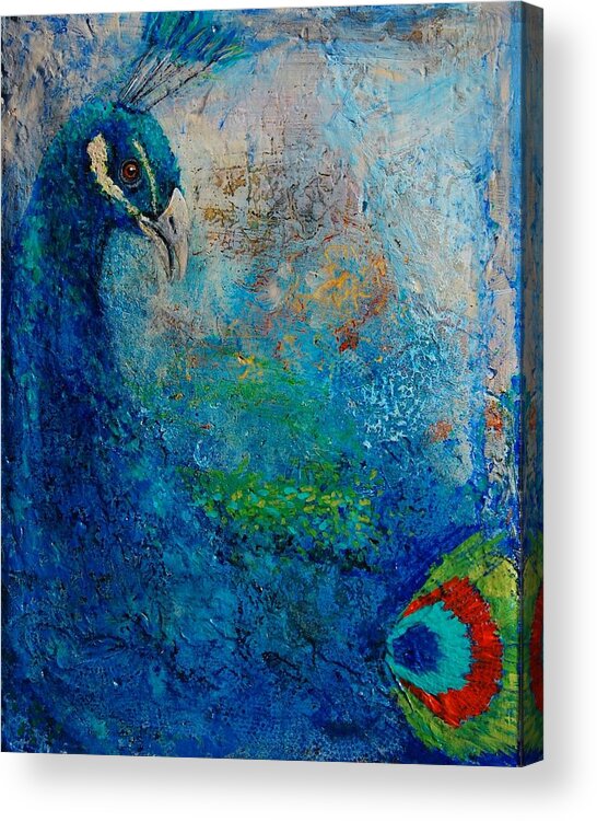 Peacock Acrylic Print featuring the painting Peacock by Jean Cormier