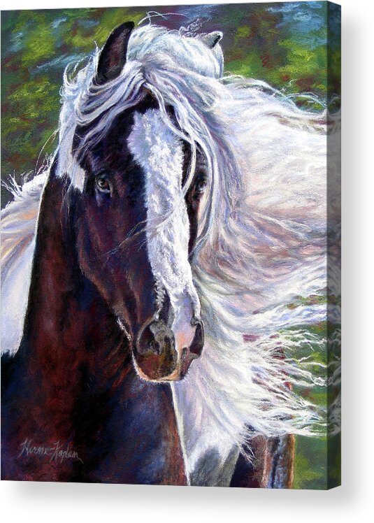 Animals Acrylic Print featuring the painting Pearlie King Gypsy Vanner Stallion by Denise Horne-Kaplan