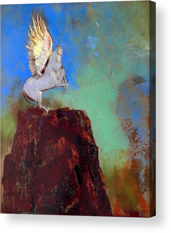Pegasus Acrylic Print featuring the painting Pegasus by Odilon Redon
