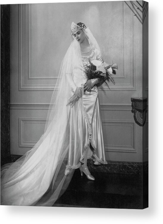 Accessories Acrylic Print featuring the photograph Peggy Fish Wearing A Wedding Dress by Edward Steichen
