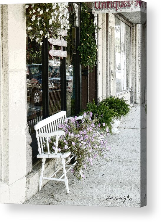 Paris Acrylic Print featuring the photograph Pentunia Bench by Lee Owenby