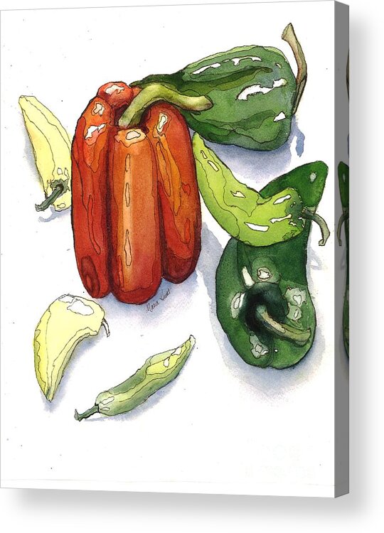 Vegetables Acrylic Print featuring the painting Fajita Fiesta by Maria Hunt