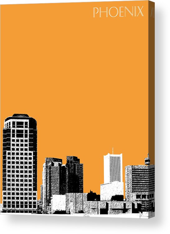 Architecture Acrylic Print featuring the digital art Phoenix Skyline - Orange by DB Artist