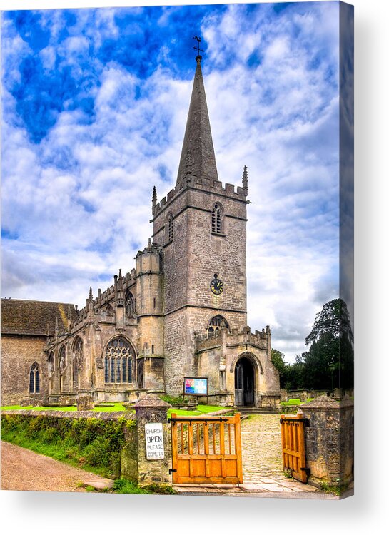 Lacock Acrylic Print featuring the photograph Picturesque Village Church in Lacock England by Mark Tisdale