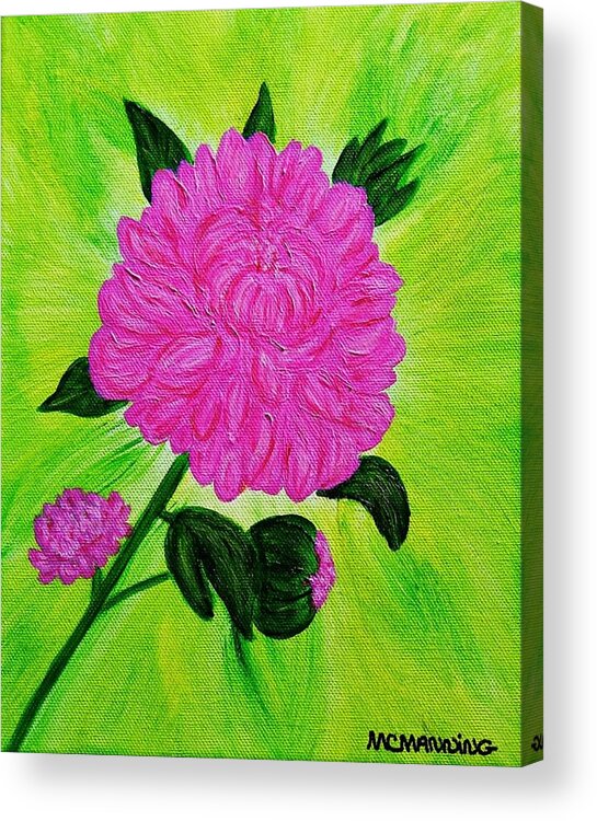 Pink Peony Flower Art Prints Acrylic Print featuring the painting Pink Peony by Celeste Manning