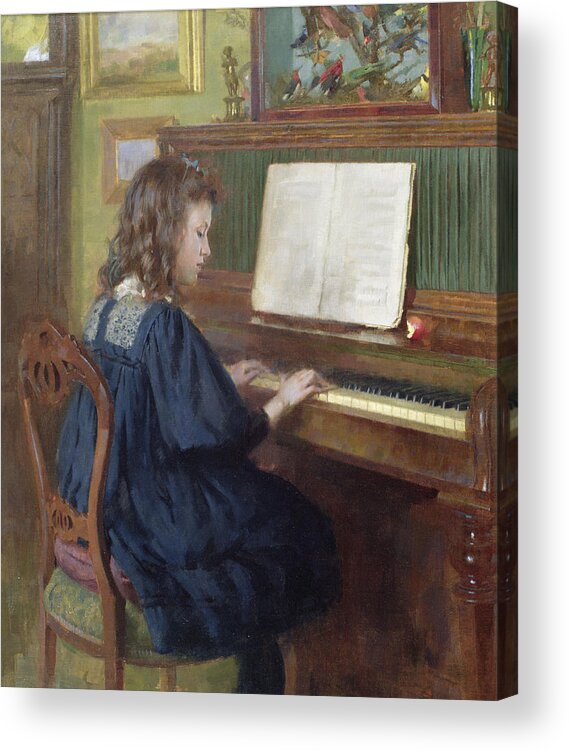 Playing The Piano Acrylic Print featuring the painting Playing the Piano by Ernest Higgins Rigg