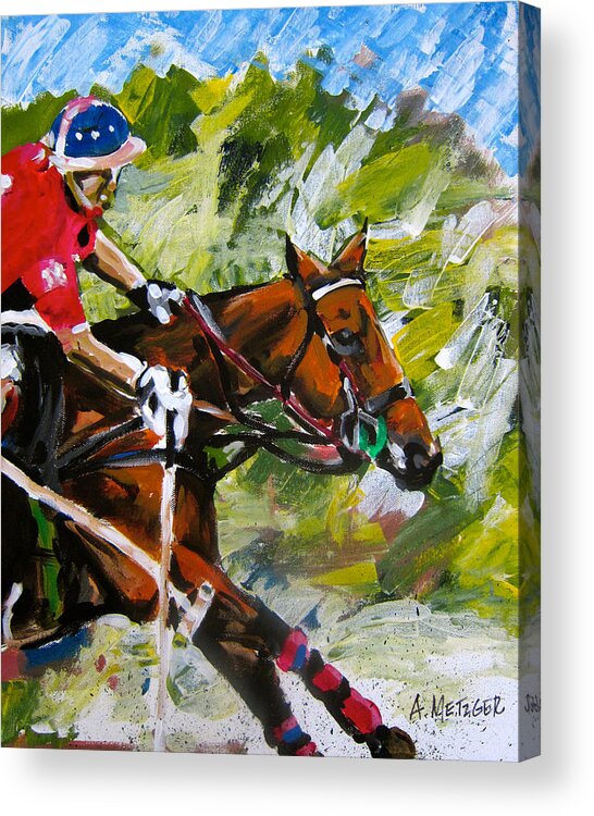 Polo Acrylic Print featuring the painting Polo Run by Alan Metzger