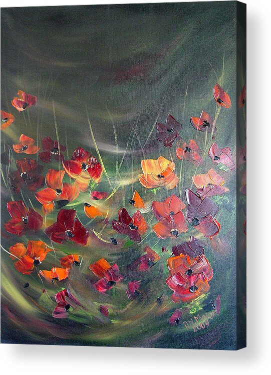 Poppies Acrylic Print featuring the painting Poppies in the Shadow by Dorothy Maier