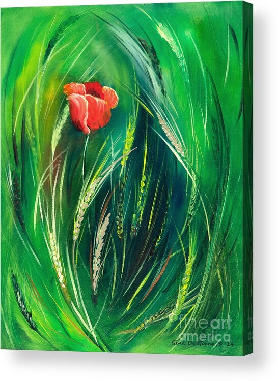 Flowers Acrylic Print featuring the painting Poppy by Gina De Gorna