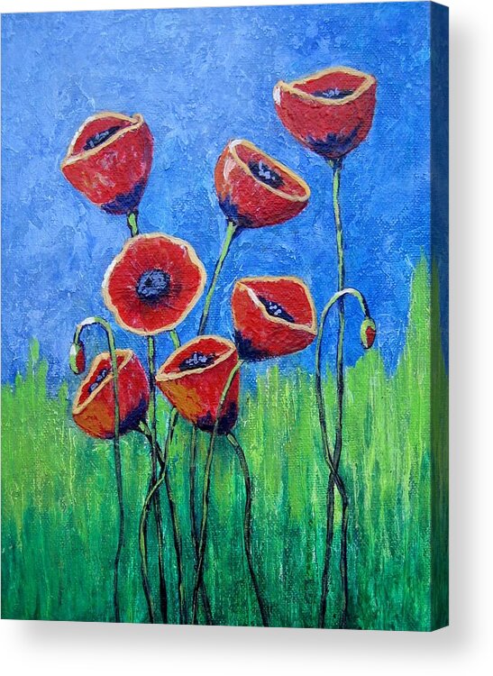 Poppy Acrylic Print featuring the painting Poppy Party by Suzanne Theis