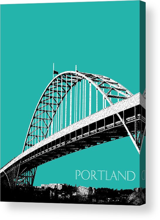 Architecture Acrylic Print featuring the digital art Portland Bridge - Teal by DB Artist